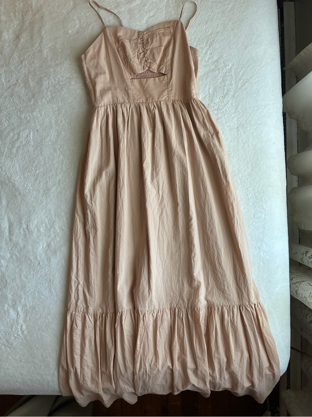 Spaghetti-Strap Peach Maxi Dress